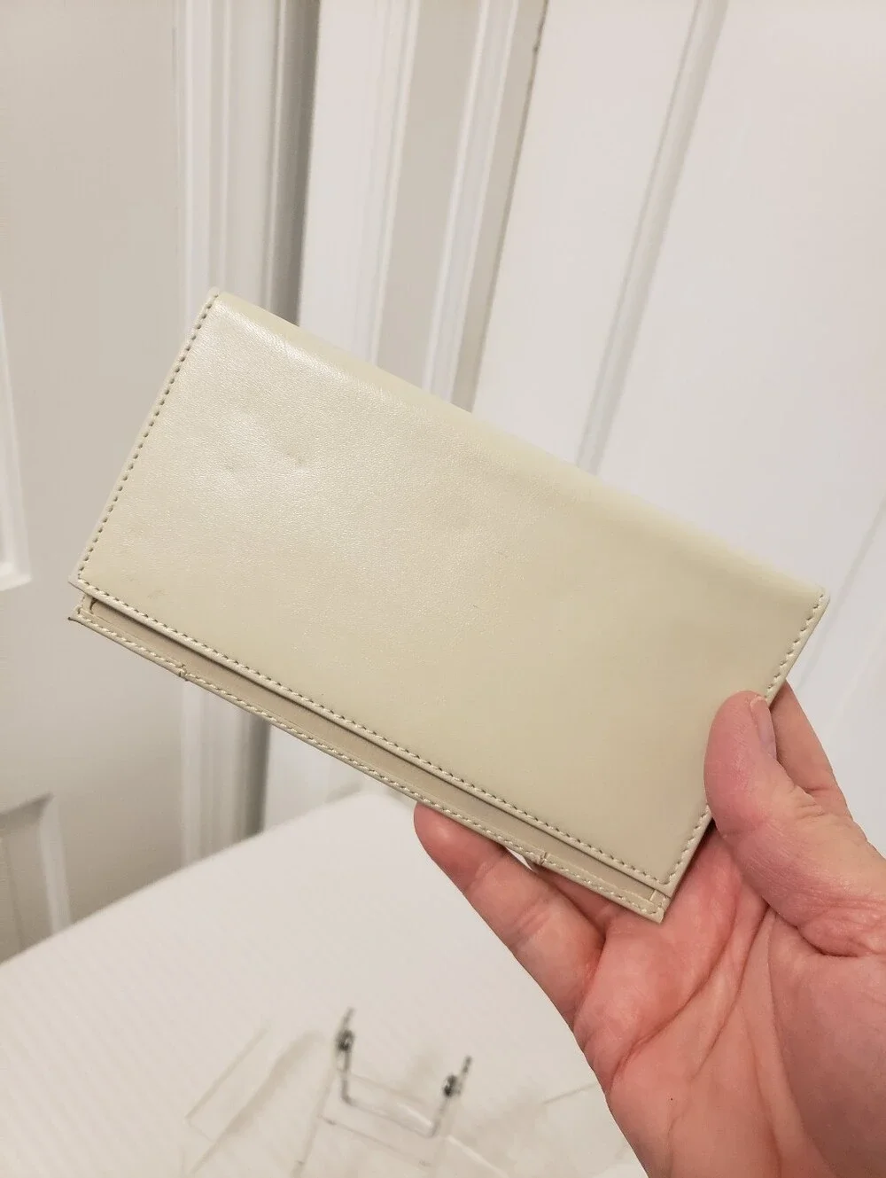 Medallion WOVEN Leather Wallet & Checkbook Cover Set Bone In Color